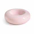 Pink Ceramic Pet Donut Bowl - 50ml  Food Dish for Cats and Small Dogs - Non Slip Base, Easy Clean Glaze, Compact Snack Feeder, Pastel Colours, Home and Travel Use