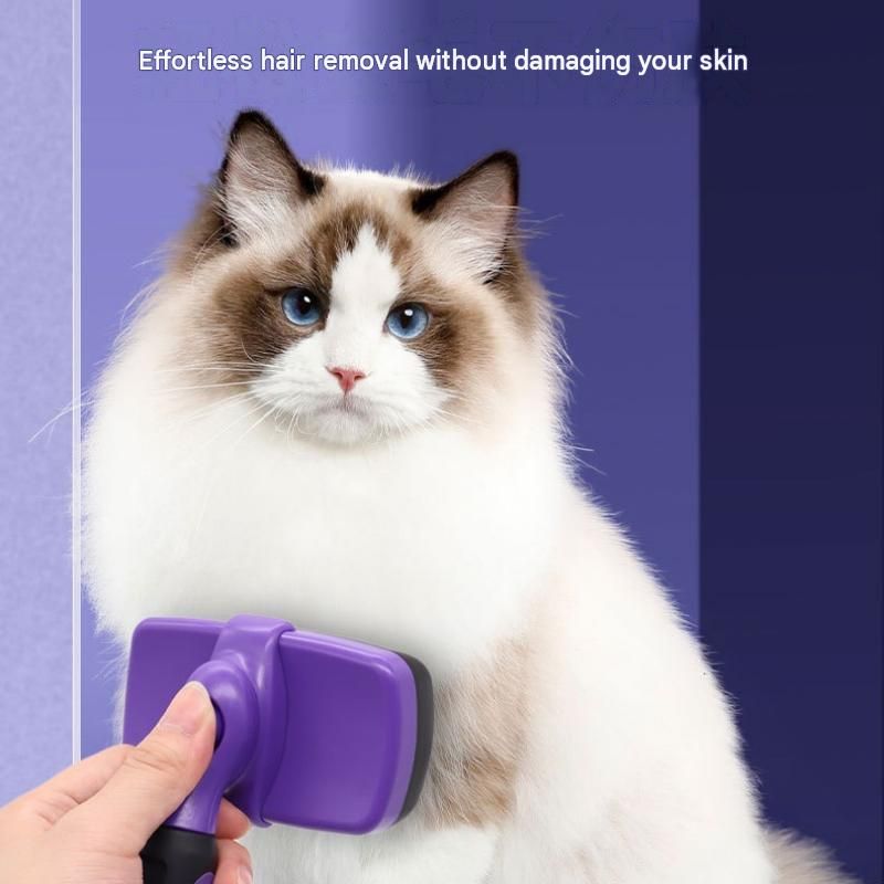 3 Pack Yellow 17*10cm Self-Cleaning Pet Slicker Brush with 60 Degree Curved Pins - One-Click Hair Removal, Non-Slip Handle, Gentle Grooming Tool for Cats and Dogs