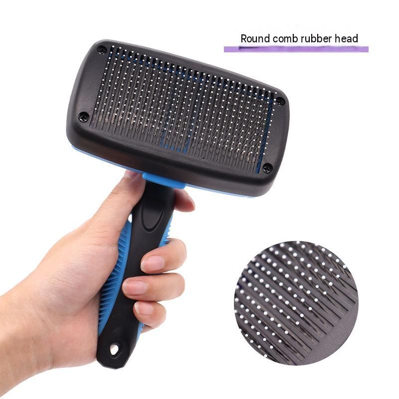3 Pack Yellow 17*10cm Self-Cleaning Pet Slicker Brush with 60 Degree Curved Pins - One-Click Hair Removal, Non-Slip Handle, Gentle Grooming Tool for Cats and Dogs