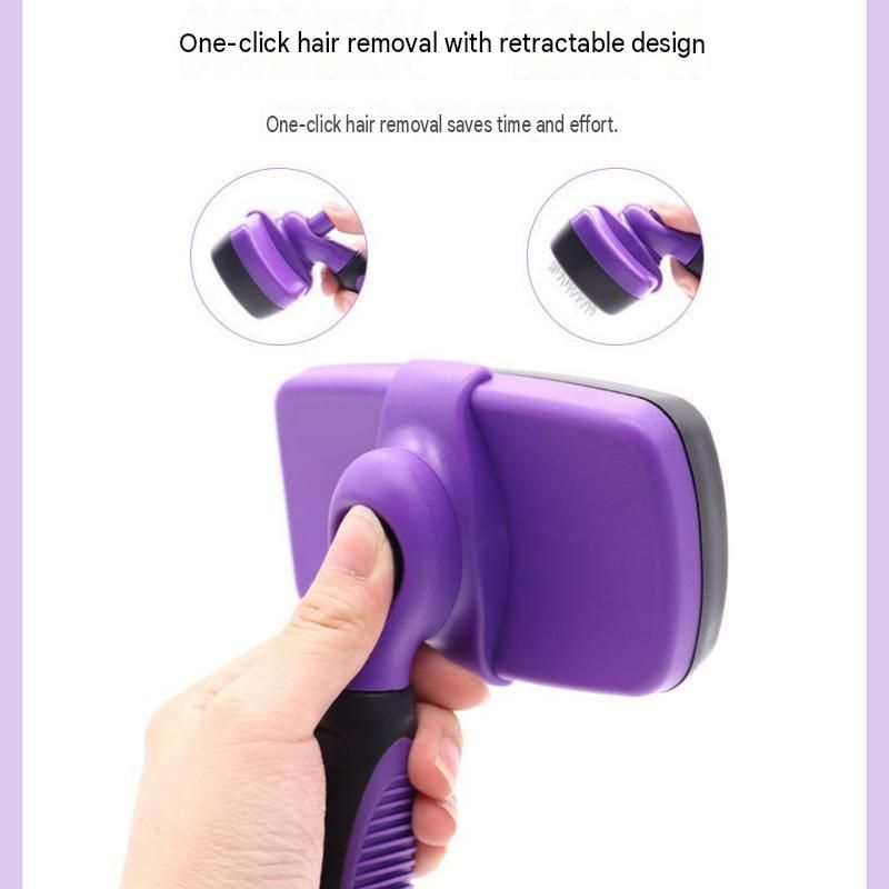 3 Pack Yellow 17*10cm Self-Cleaning Pet Slicker Brush with 60 Degree Curved Pins - One-Click Hair Removal, Non-Slip Handle, Gentle Grooming Tool for Cats and Dogs