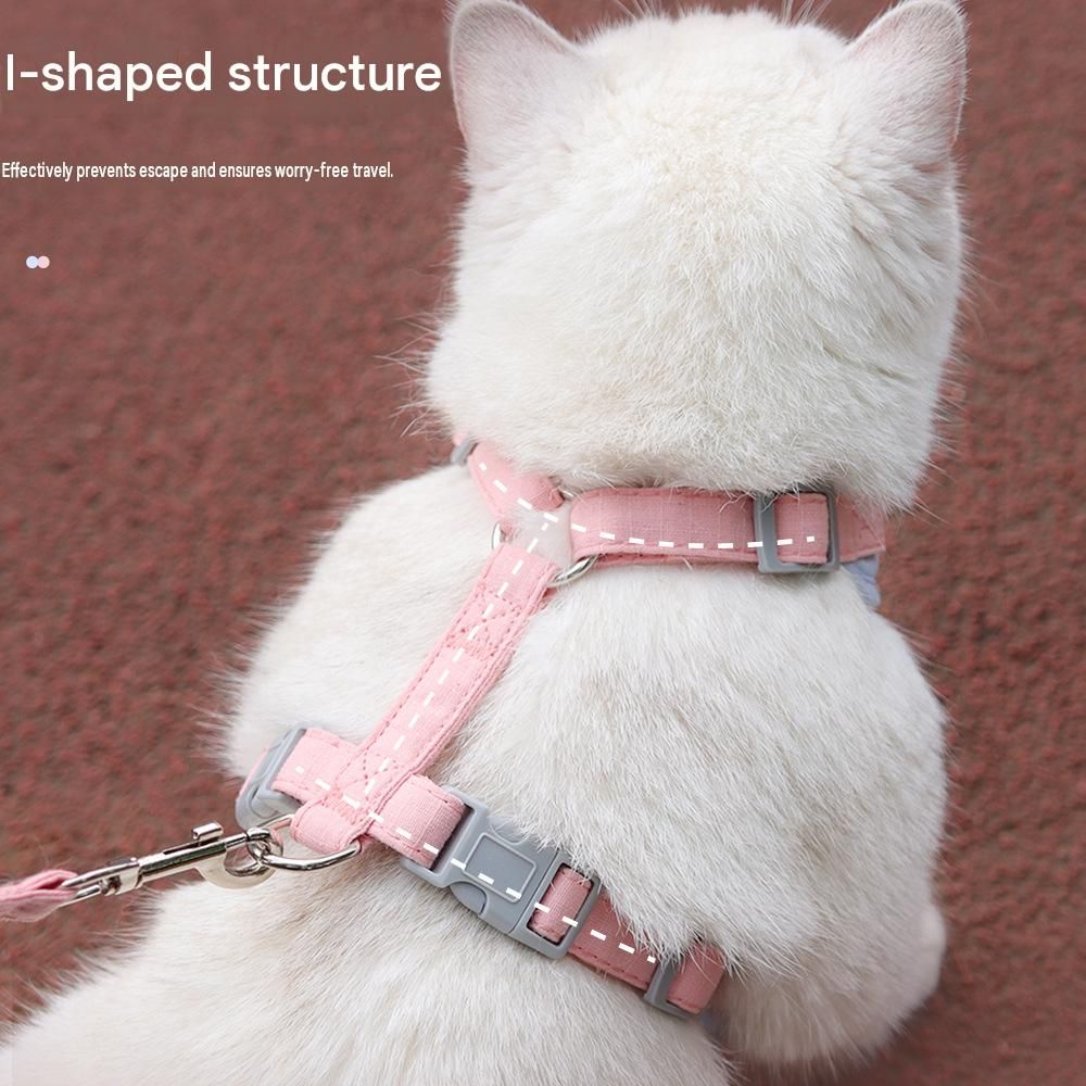 Blue M Size Adjustable Cat Harness and Leash Set - Escape Proof H-Shape Design, Breathable Polyester, Soft Padding, Outdoor Walking Safety