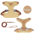 Beige M Size Adjustable Cat Harness and Leash Set - Escape Proof H-Shape Design, Breathable Polyester, Soft Padding, Outdoor Walking Safety