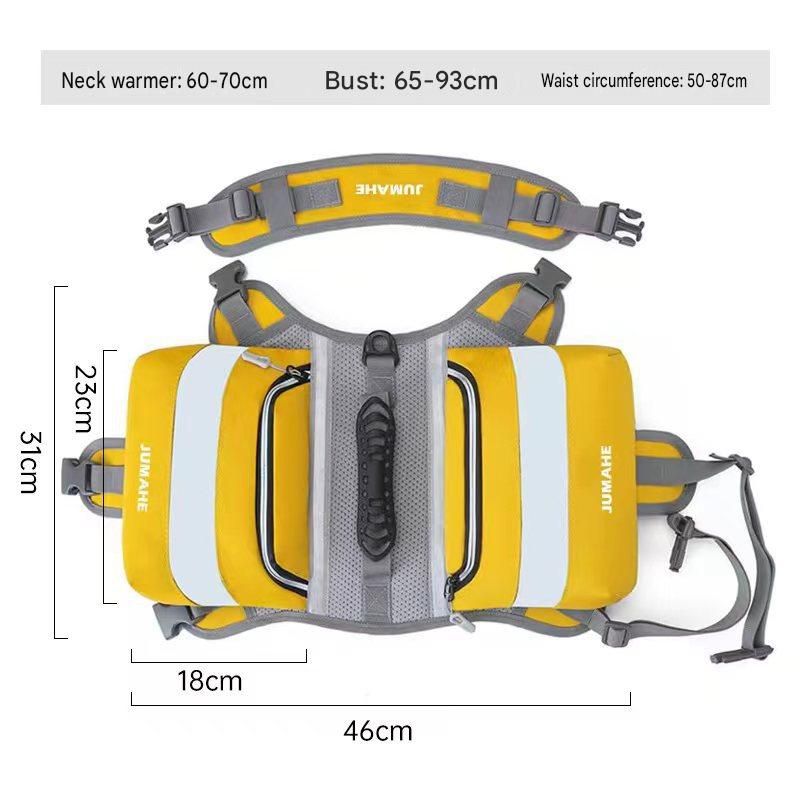 Light Grey Dog Backpack Harness for Medium to Large Dogs - Tactical Vest with Saddlebags, Water-Repellent Oxford & Breathable Mesh - Reflective Outdoor Hiking Pack, Adjustable Chest Girth 65-93cm