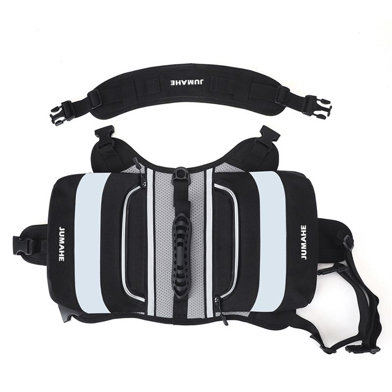 Black Dog Backpack Harness for Medium to Large Dogs - Tactical Vest with Saddlebags, Water-Repellent Oxford & Breathable Mesh - Reflective Outdoor Hiking Pack, Adjustable Chest Girth 65-93cm