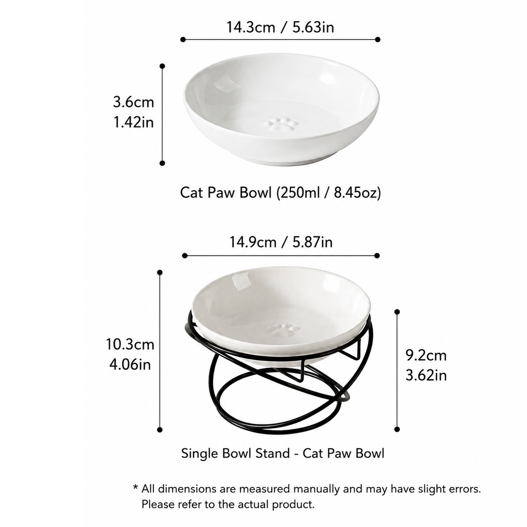 Raised Ceramic Pet Bowl with  Metal Stand Green - Paw Print Cat and Dog Feeding Bowl, Removable Easy-Clean Dish with Elevated Design for Food and Water