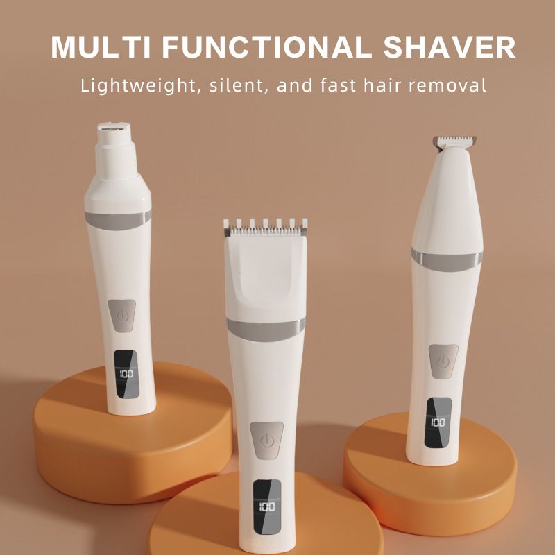 Rechargeable Pet Hair Clipper with LED Display White  - 32mm Wide Blade, Type-C Charging, Cordless Dog & Cat Grooming Trimmer for Home Pet Hair Cutting