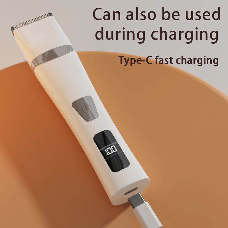 Rechargeable Pet Hair Clipper with LED Display White  - 32mm Wide Blade, Type-C Charging, Cordless Dog & Cat Grooming Trimmer for Home Pet Hair Cutting