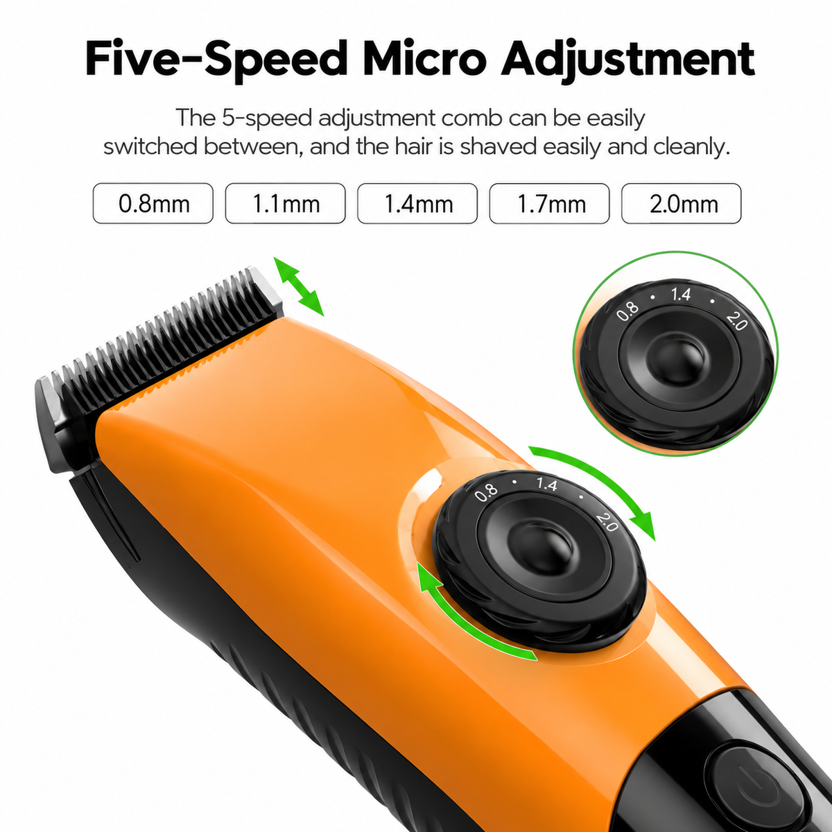 Orange Rechargeable Pet Hair Clippers – Cordless Dog & Cat Grooming Trimmer with Adjustable Cutting Length, Guide Combs, USB Charging & Grooming Accessories