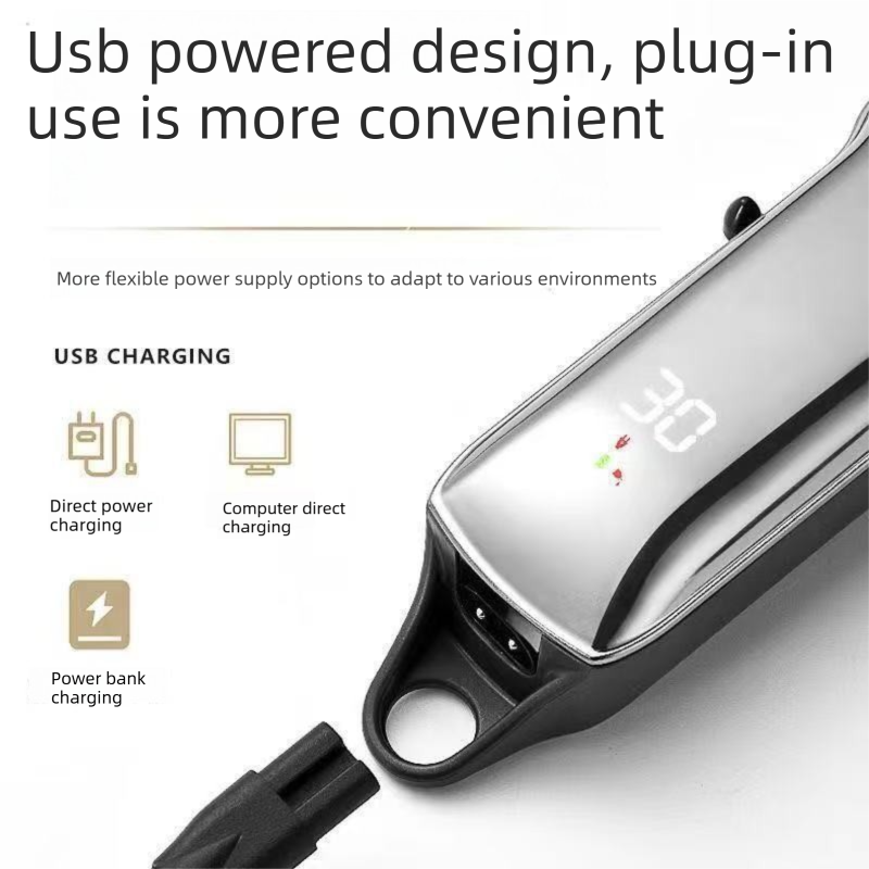 Gold Gradient Rechargeable Pet Hair Clippers - 1200mAh Dog and Cat Grooming Trimmer with Digital Display, USB Charging, Adjustable Blade and Guide Combs