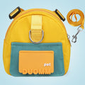Yellow Small and Medium Dog Backpack Harness with Lead (M)- Adjustable Pet Walking Bag with Hidden Waste Bag Compartment, Snack Storage and D-Ring Attachments for Outdoor Walks