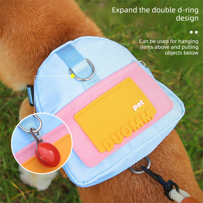 Yellow Small and Medium Dog Backpack Harness with Lead (M)- Adjustable Pet Walking Bag with Hidden Waste Bag Compartment, Snack Storage and D-Ring Attachments for Outdoor Walks