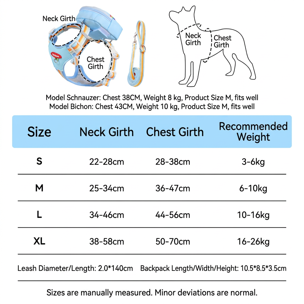 Pink Size XL 3-in-1 Mini Pet Backpack-Style Carrier Set - Adjustable dog harness with detachable treat pouch and matching leash, suitable for daily walks