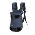 Pet Front Carrier Backpack XL - Denim Blue Oxford Fabric, Breathable Mesh, Adjustable Padded Shoulder Straps for Cats and Small Dogs Approx. 7-9.5 kg