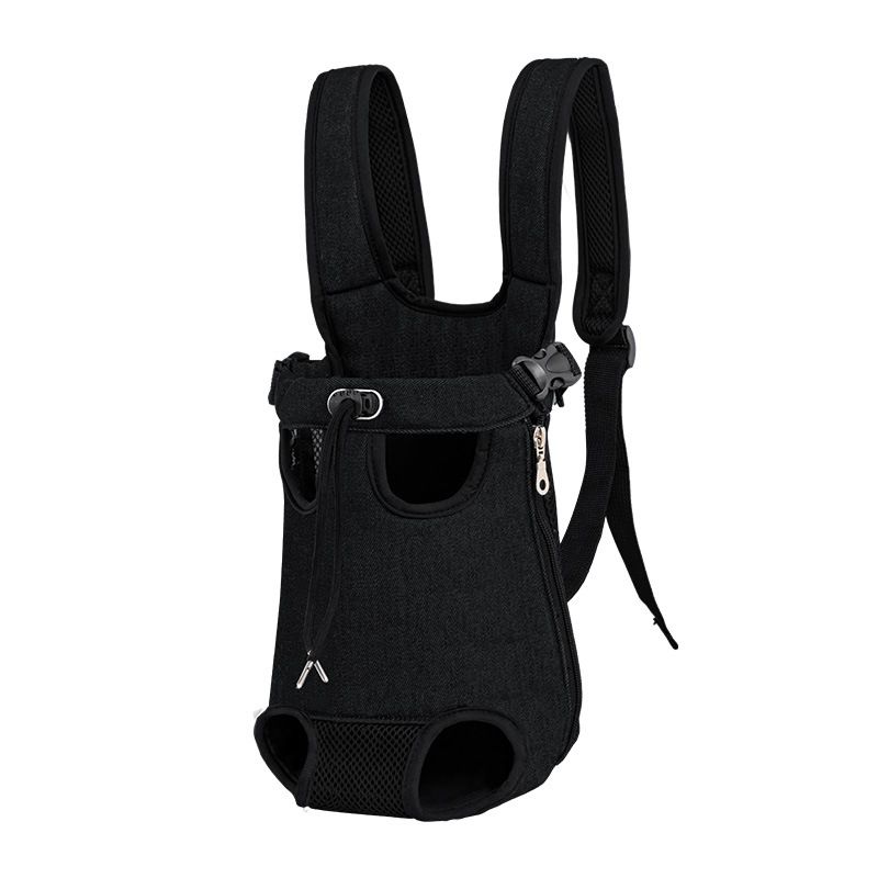 Pet Carrier Backpack L Size - Black Oxford Fabric and Breathable Mesh, Front Chest Hands Free Carrier with Padded Straps for Cats and Small Dogs 4-7 kg